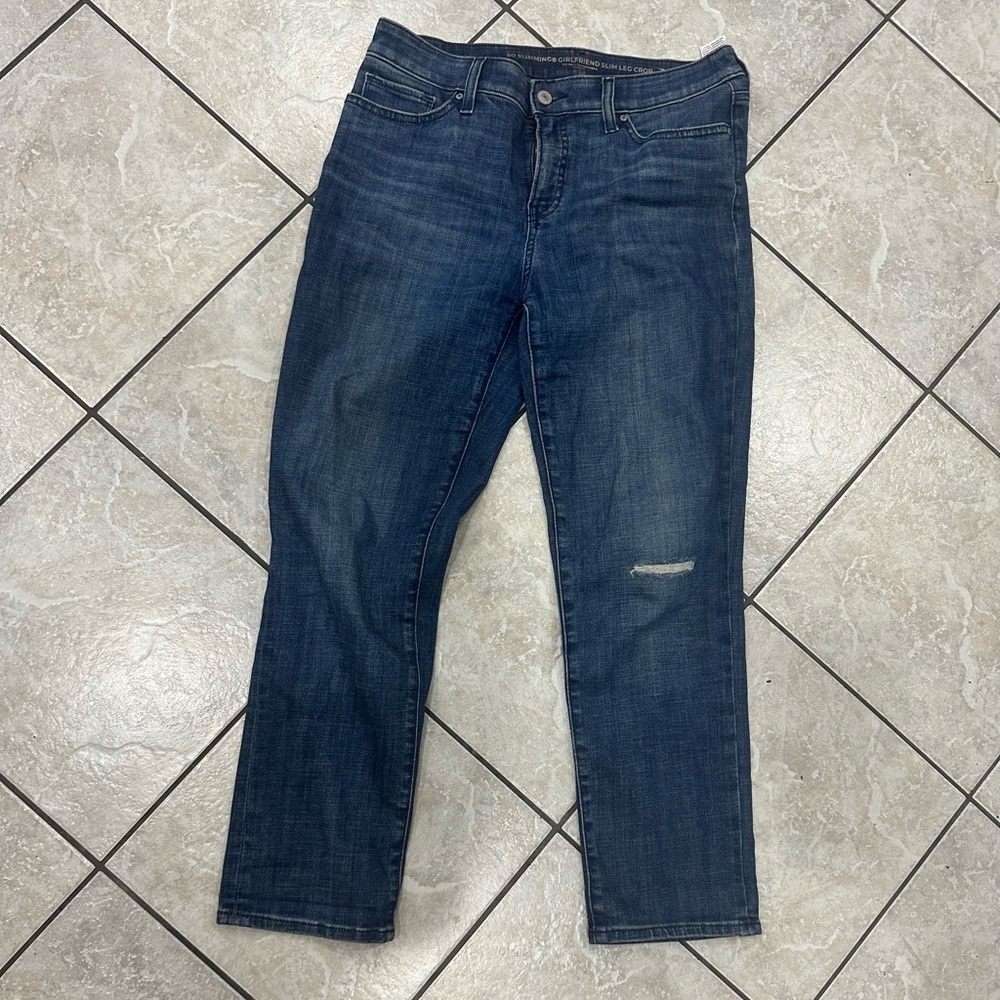 Chico's Dark Blue Girlfriend Fit Straight-Leg Jeans